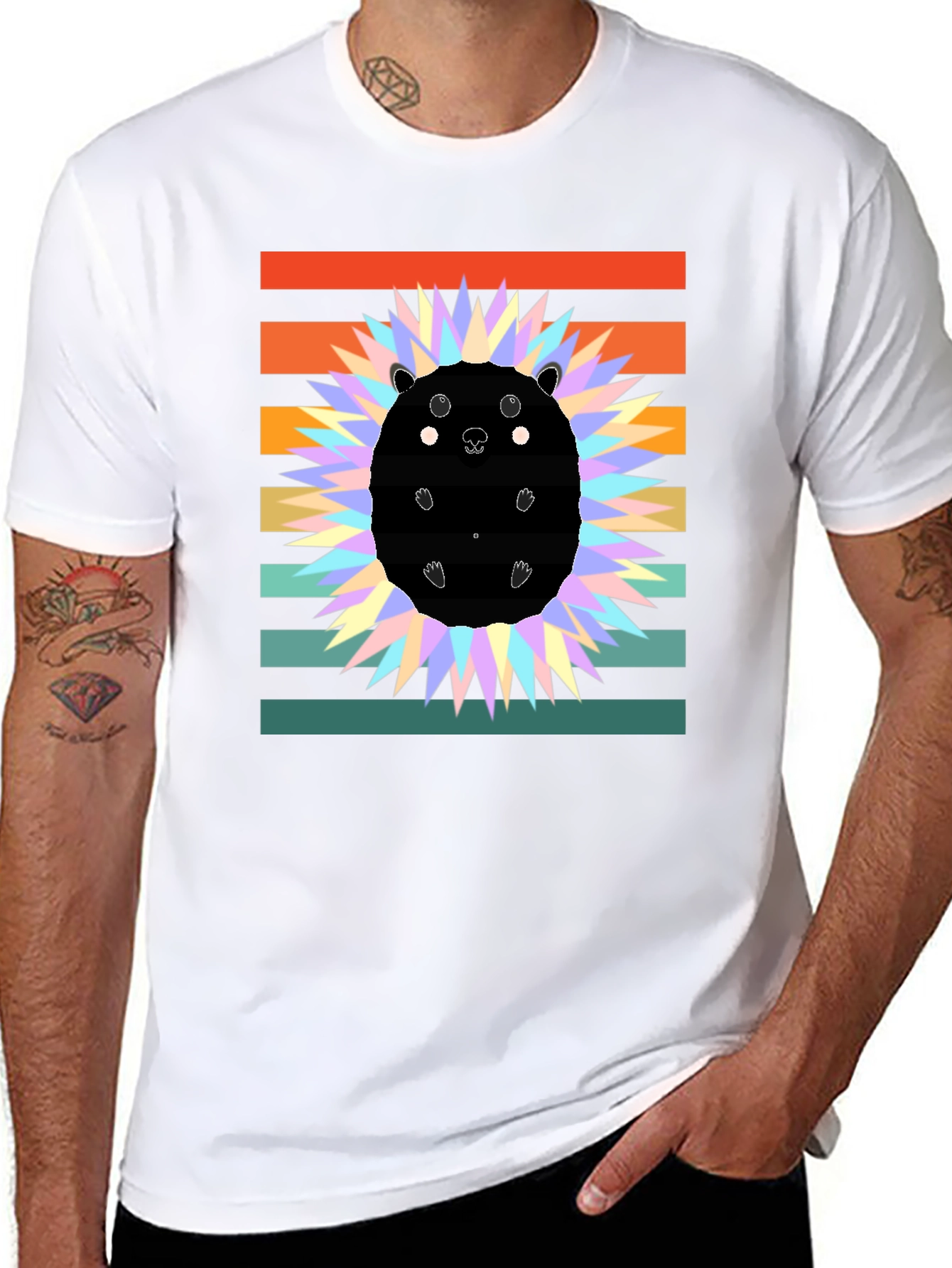 Retro Hedgehog Graphic Tee - Stylish Animal Lover Shirt