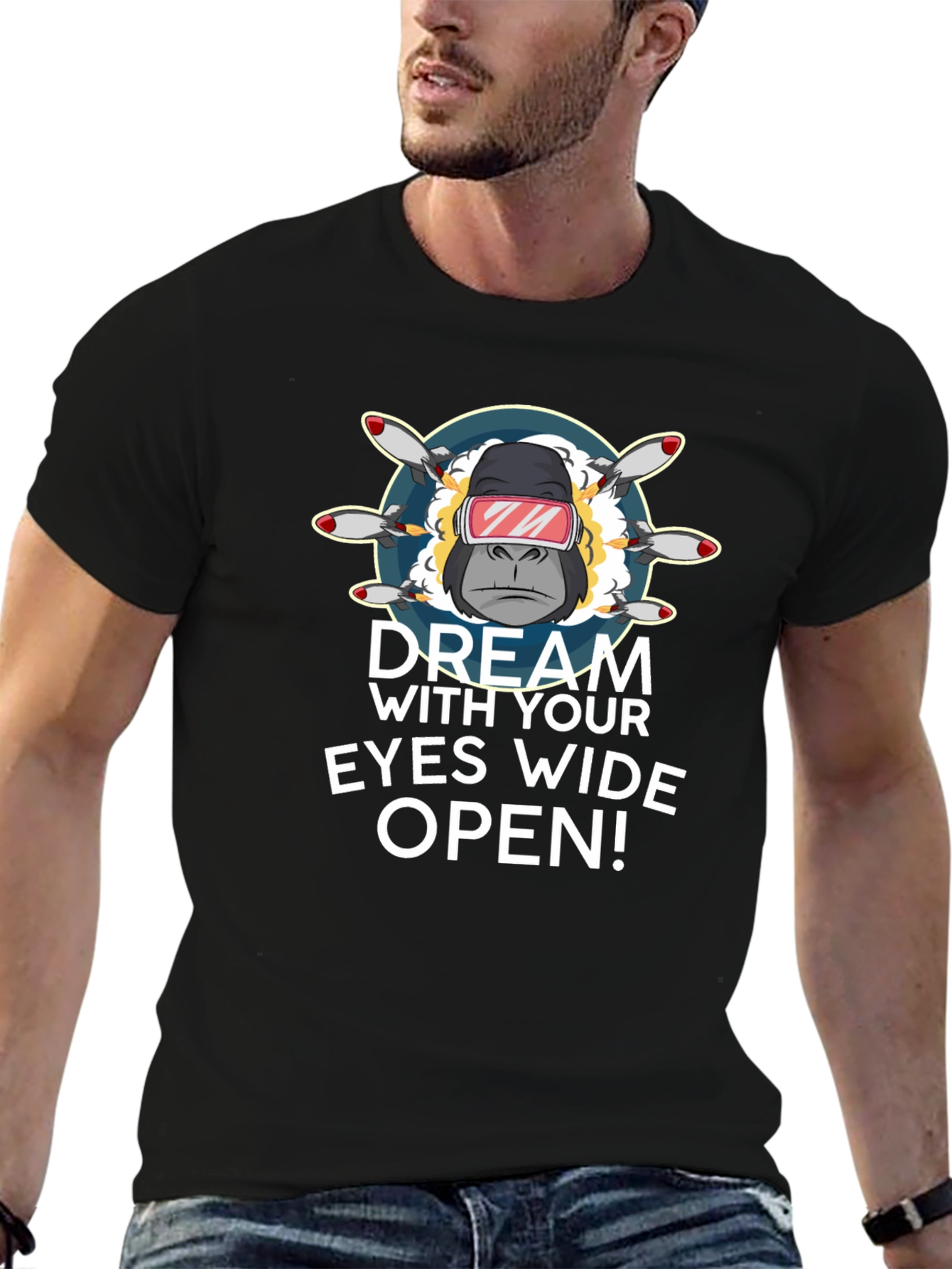 Dream with Your Eyes Wide Open Black T-Shirt