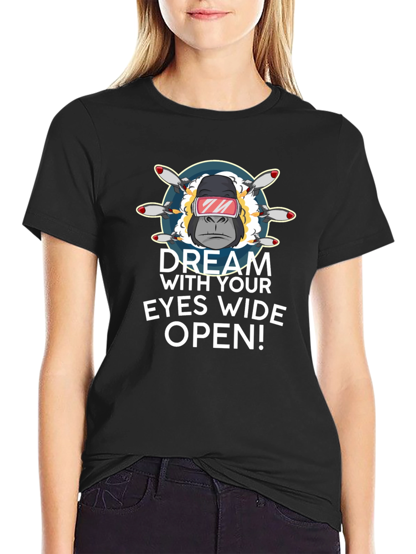 Dream with Your Eyes Wide Open Black T-Shirt