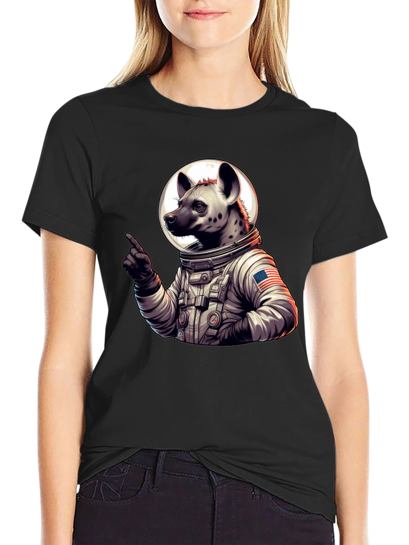 Hyena Astronaut Black T-Shirt