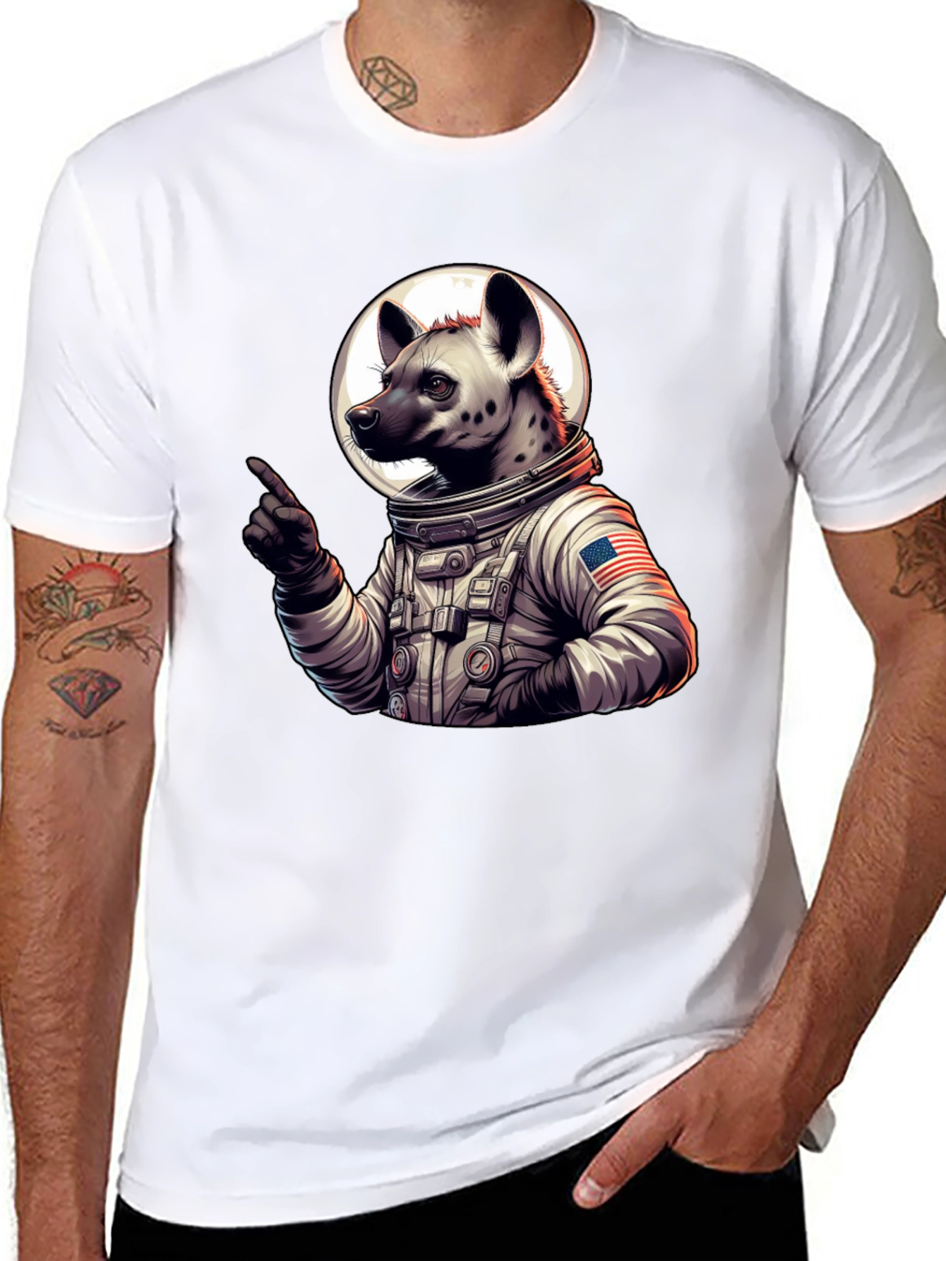 Hyena Astronaut Black T-Shirt