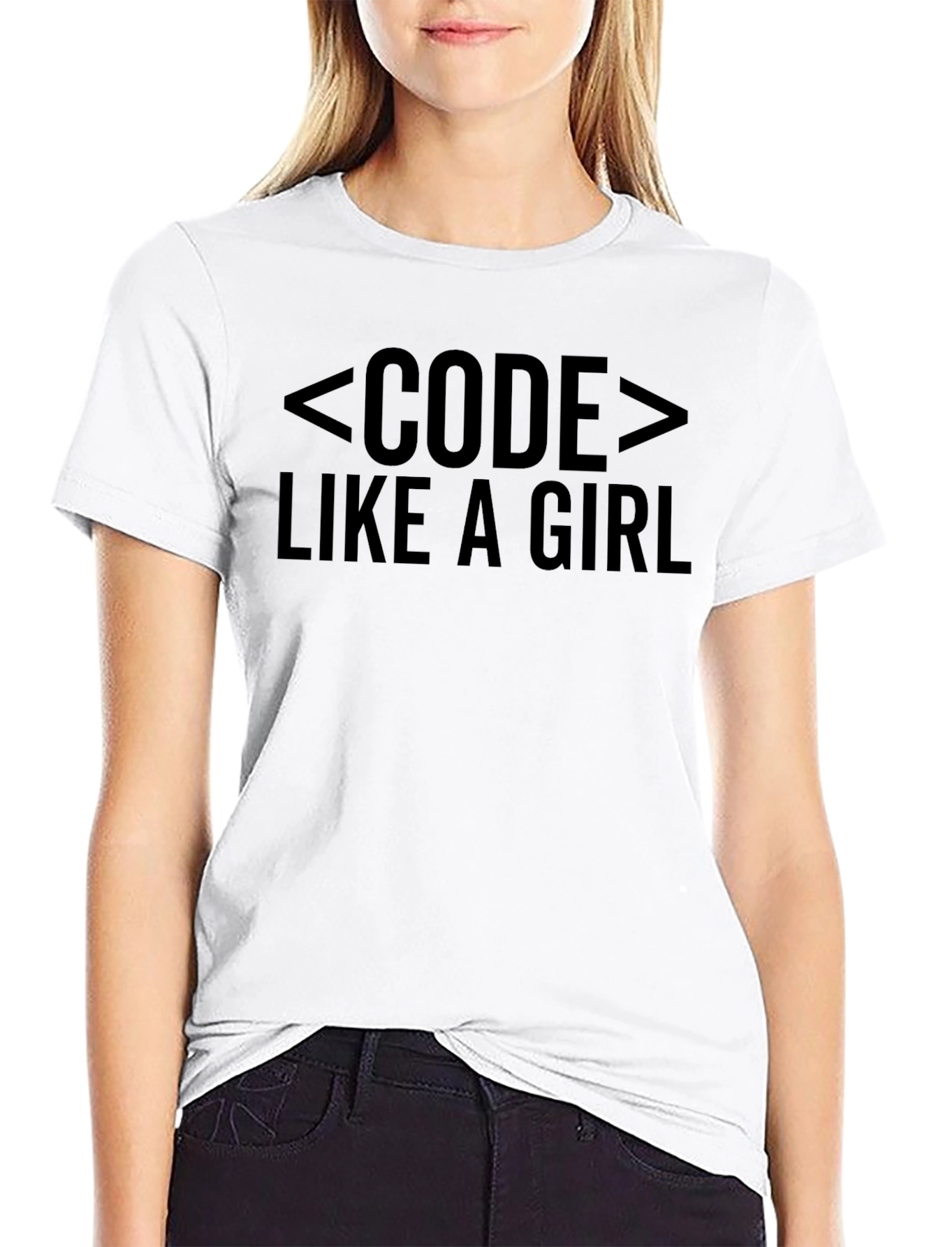 Code Like A Girl T-Shirt - Black Cotton Tee