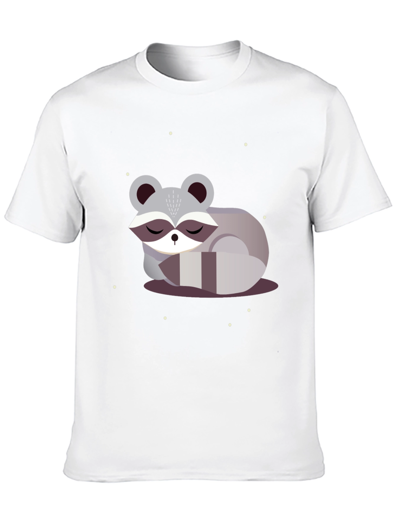 Cute Sleeping Raccoon Graphic Tee - Black