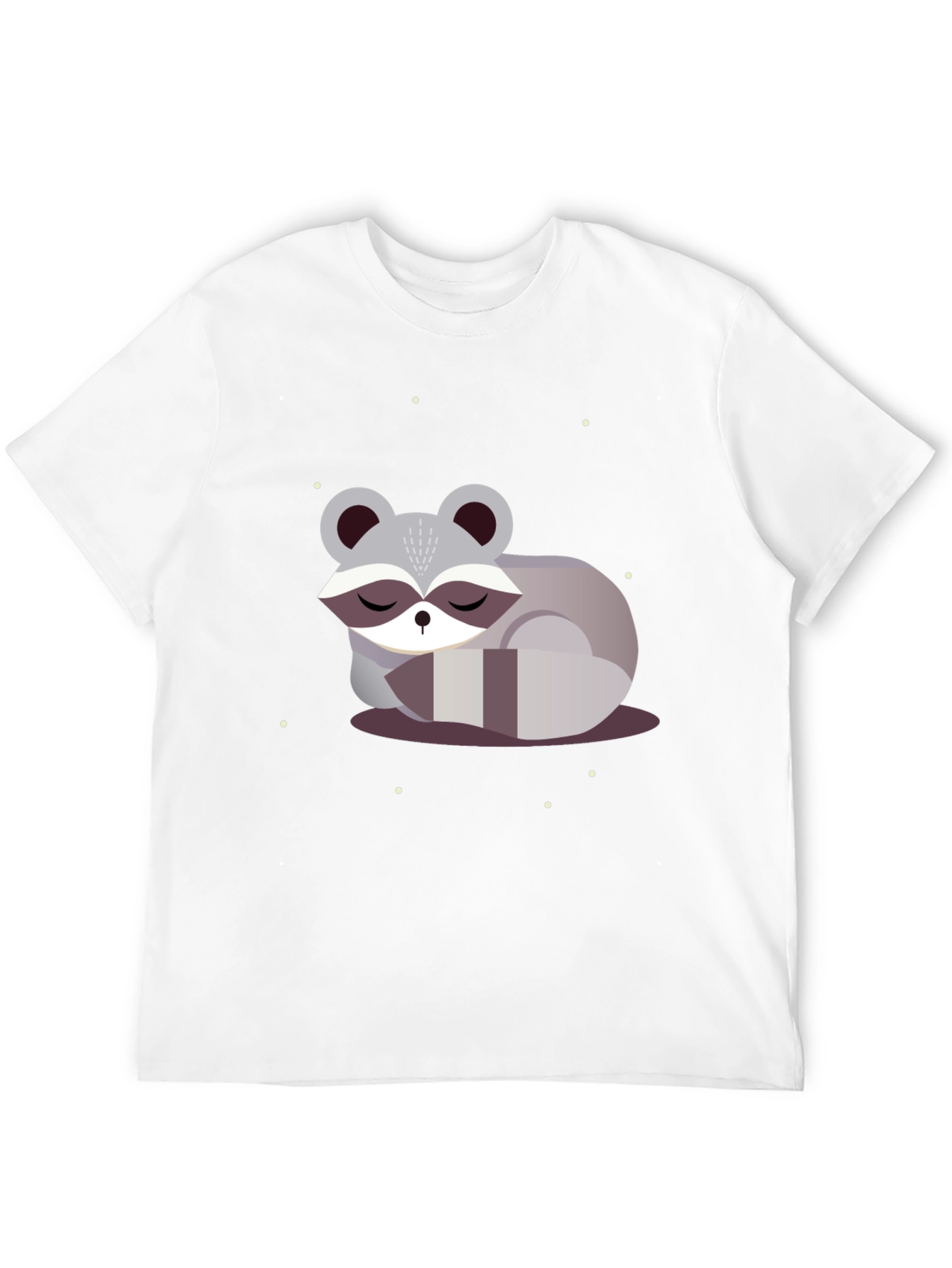 Cute Sleeping Raccoon Graphic Tee - Black