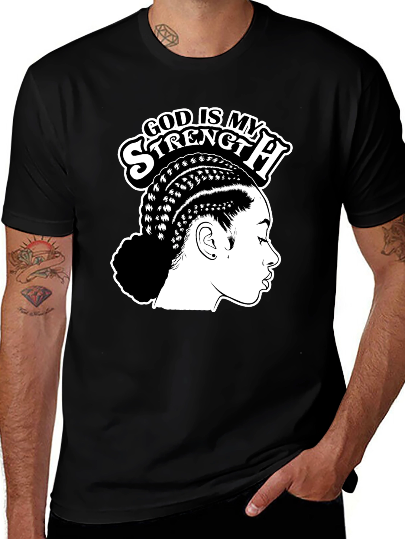 God Is My Strength Black T-Shirt