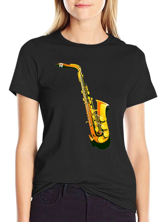 Saxophone Graphic Tee - Black Short Sleeve