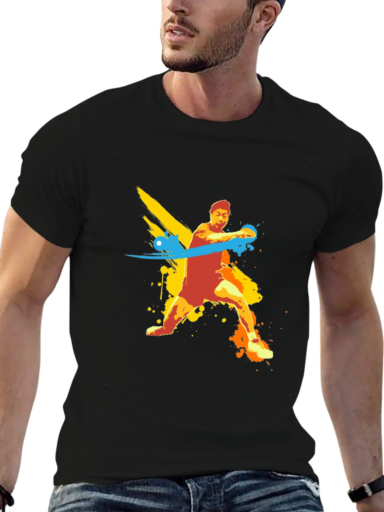 Ping Pong Player Graphic Tee - Trendy Sportswear