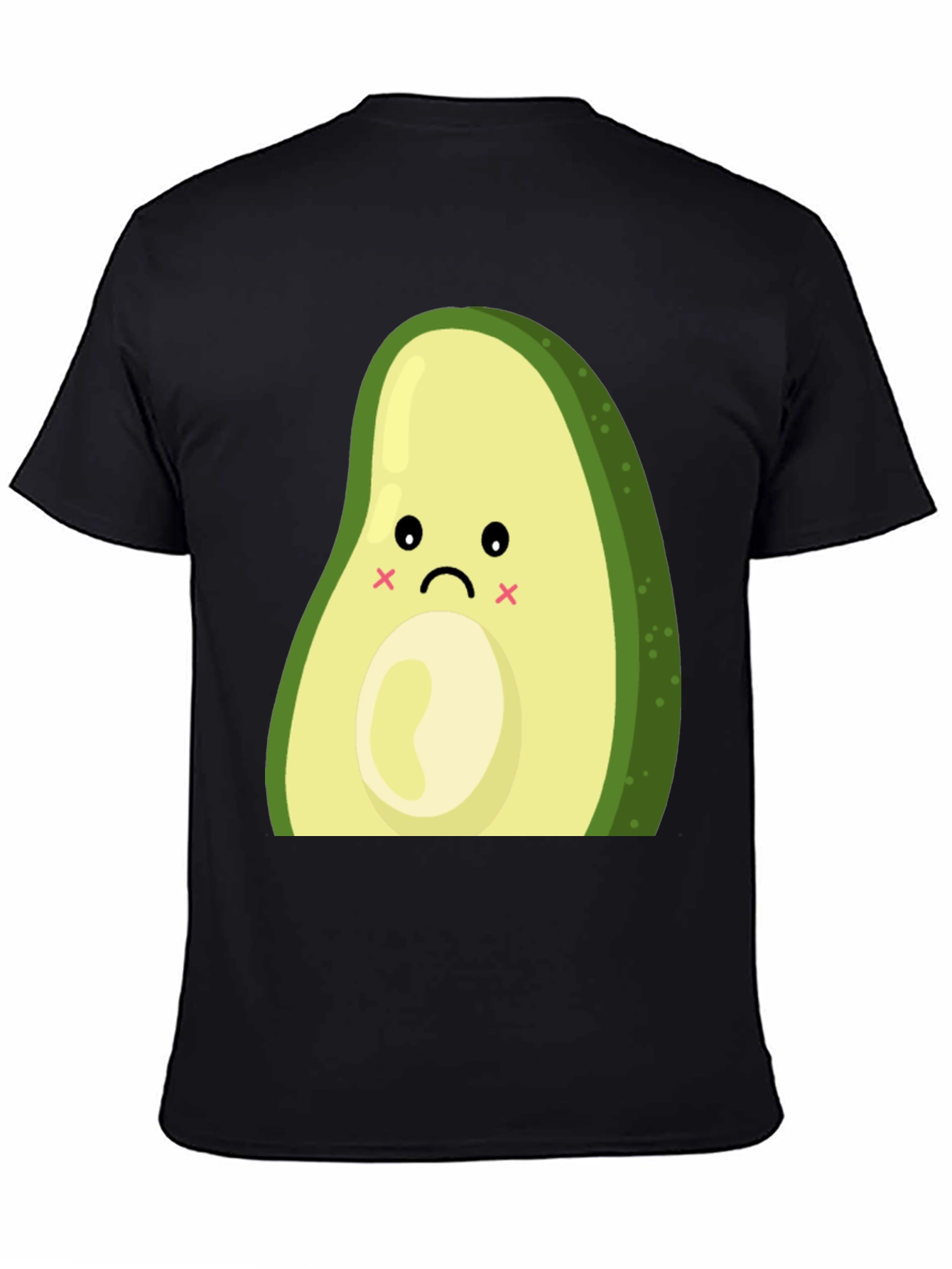 Sad Avocado Graphic Print Black T-Shirt