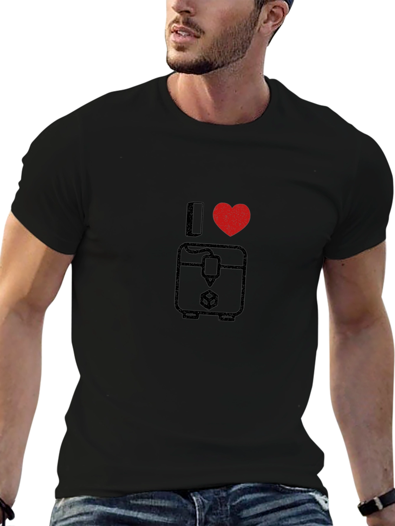 I Heart 3D Printing Black T-Shirt