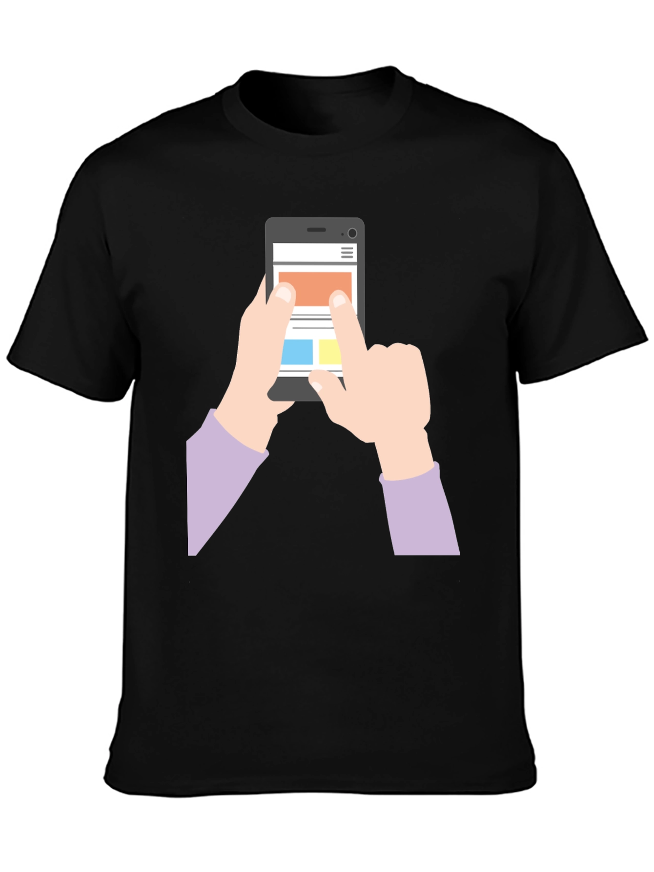 Mens Black T-Shirt with Phone Graphic