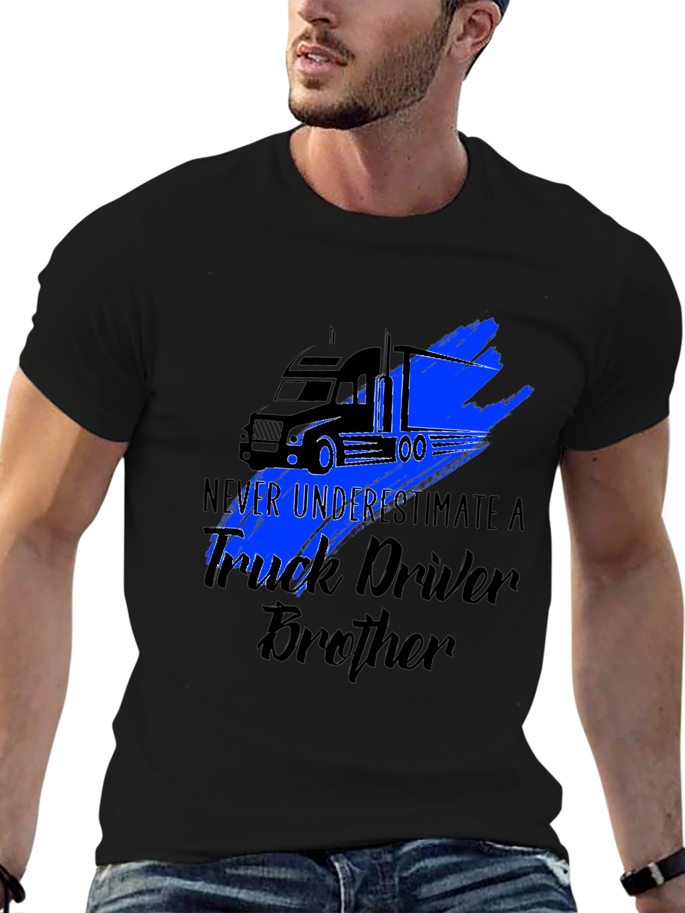 Truck Driver Brother Graphic Tee - Black T-Shirt