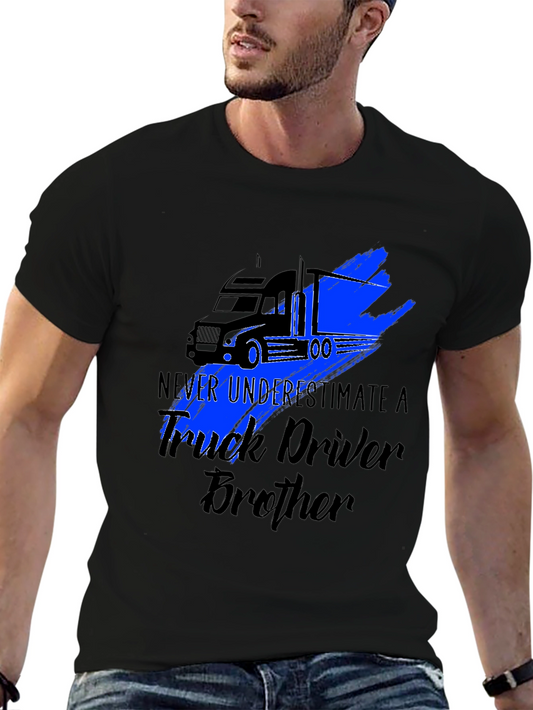 Truck Driver Brother Graphic Tee - Black T-Shirt