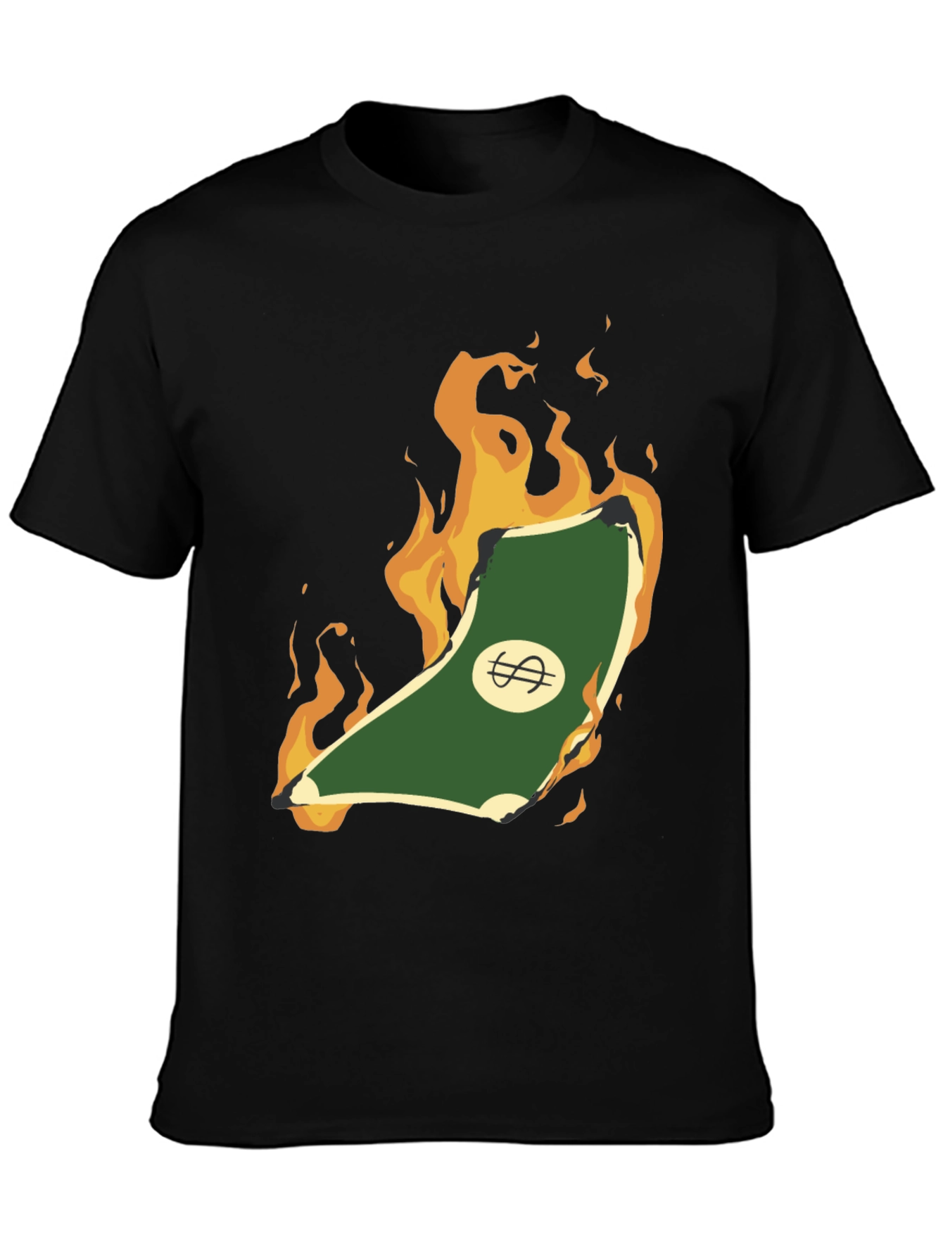 Burning Money Graphic Tee - Black Cotton Shirt