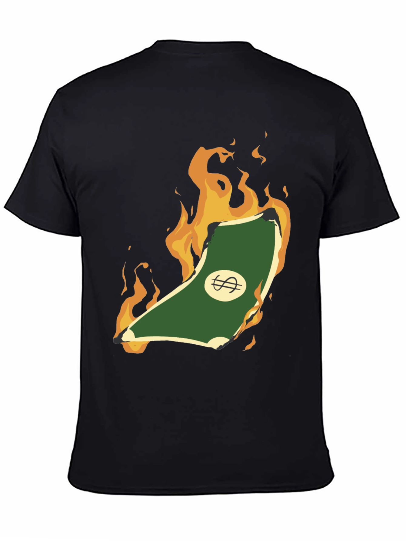 Burning Money Graphic Tee - Black Cotton Shirt