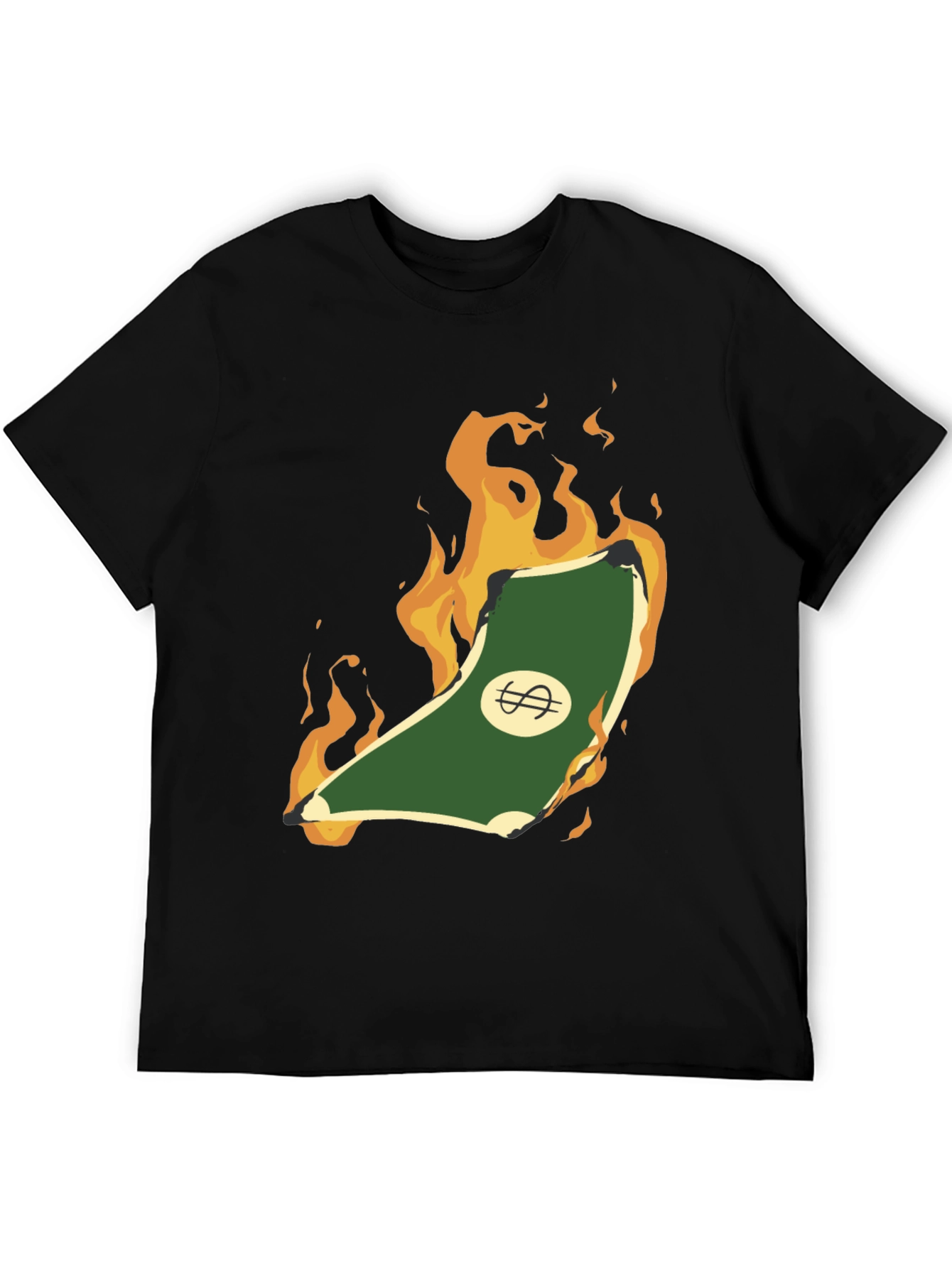 Burning Money Graphic Tee - Black Cotton Shirt