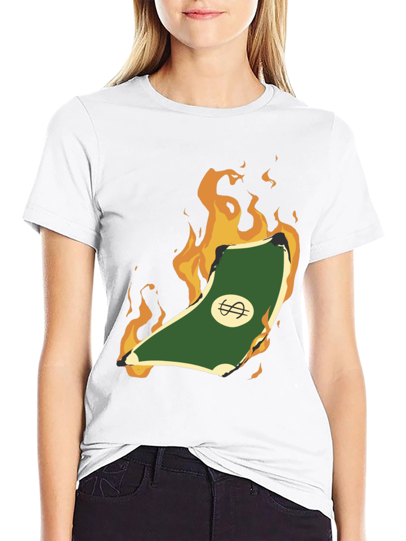 Burning Money Graphic Tee - Black Cotton Shirt