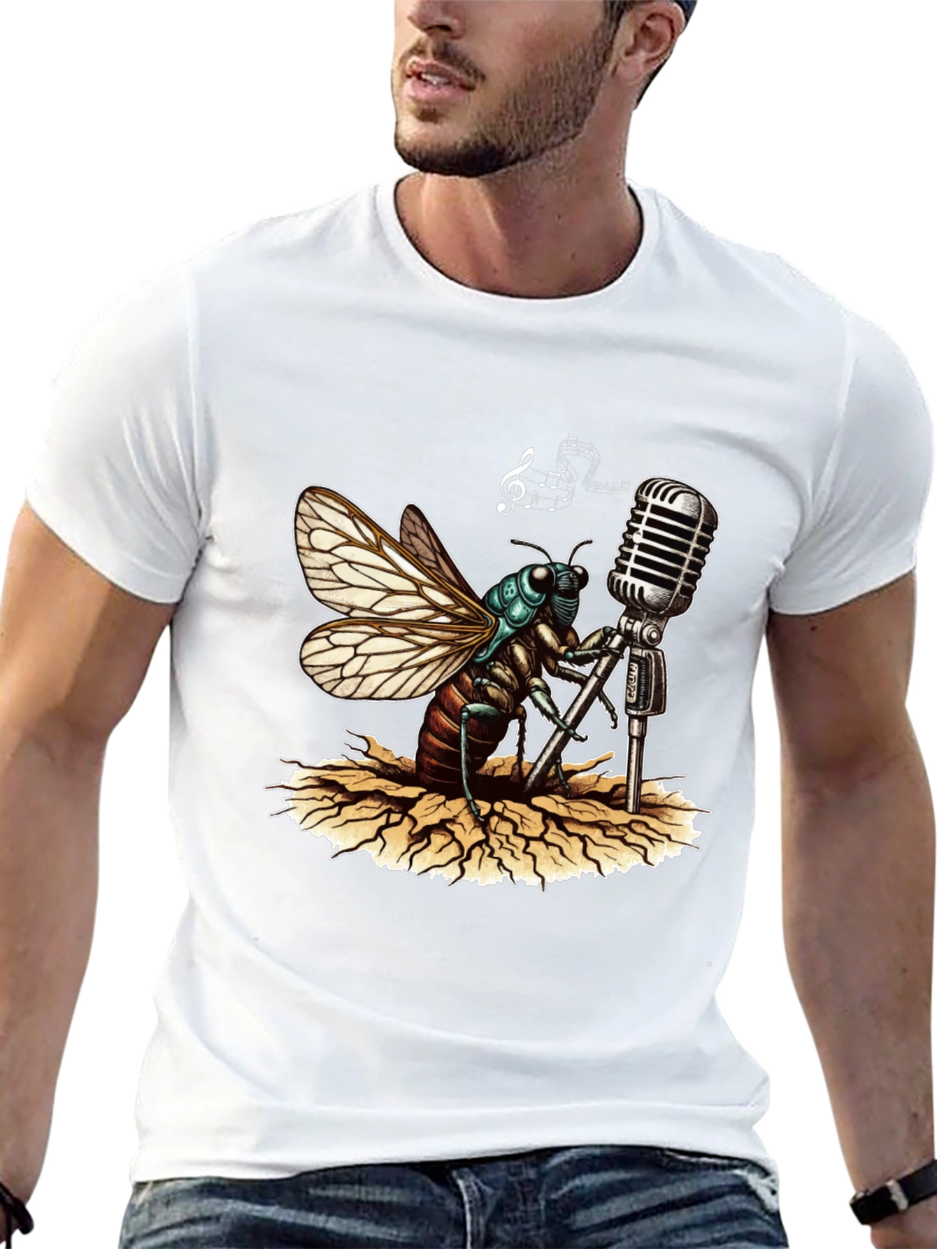 Cicada Singer Graphic Tee - Retro Mic