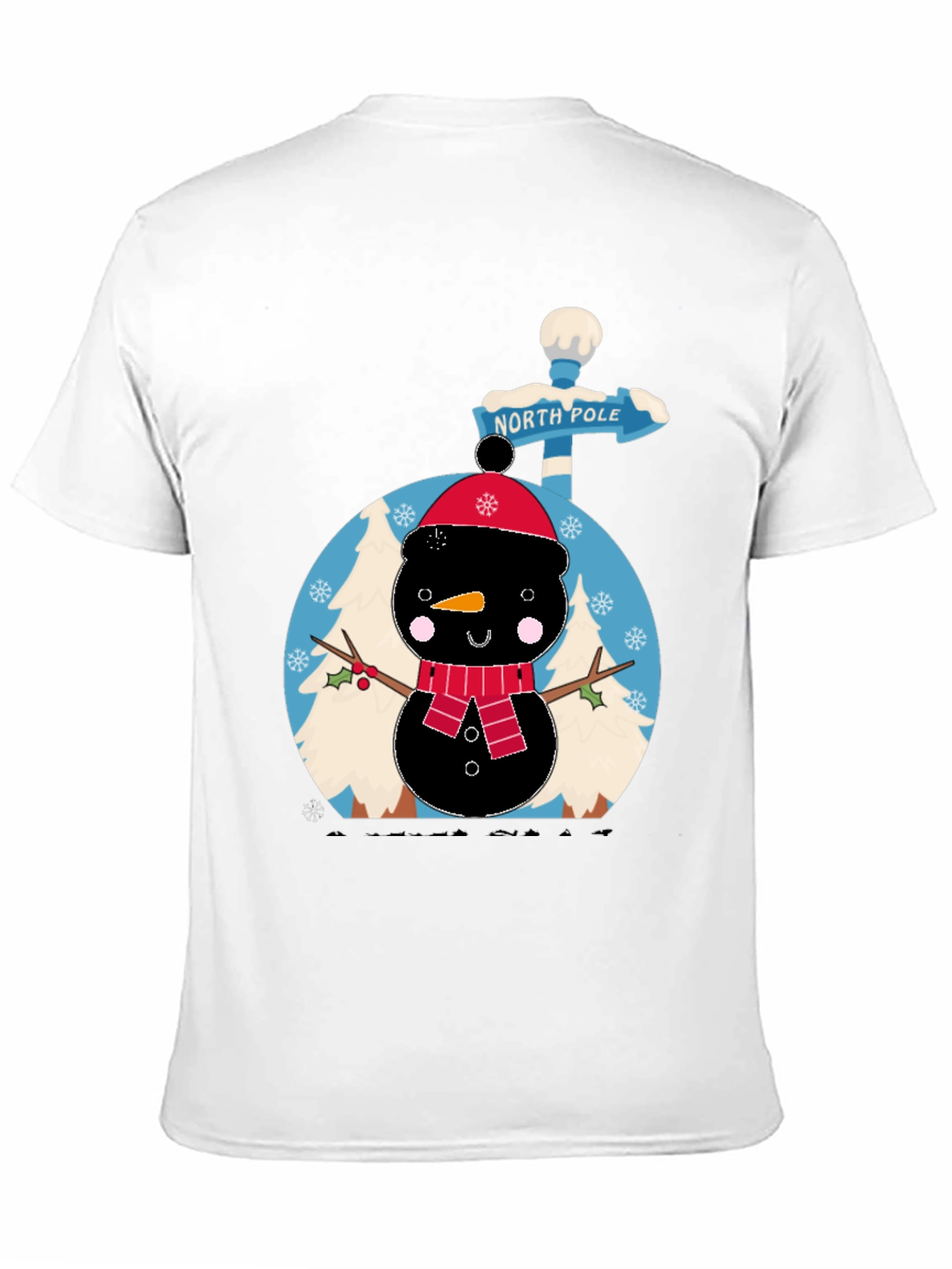 North Pole Snowman Black T-Shirt