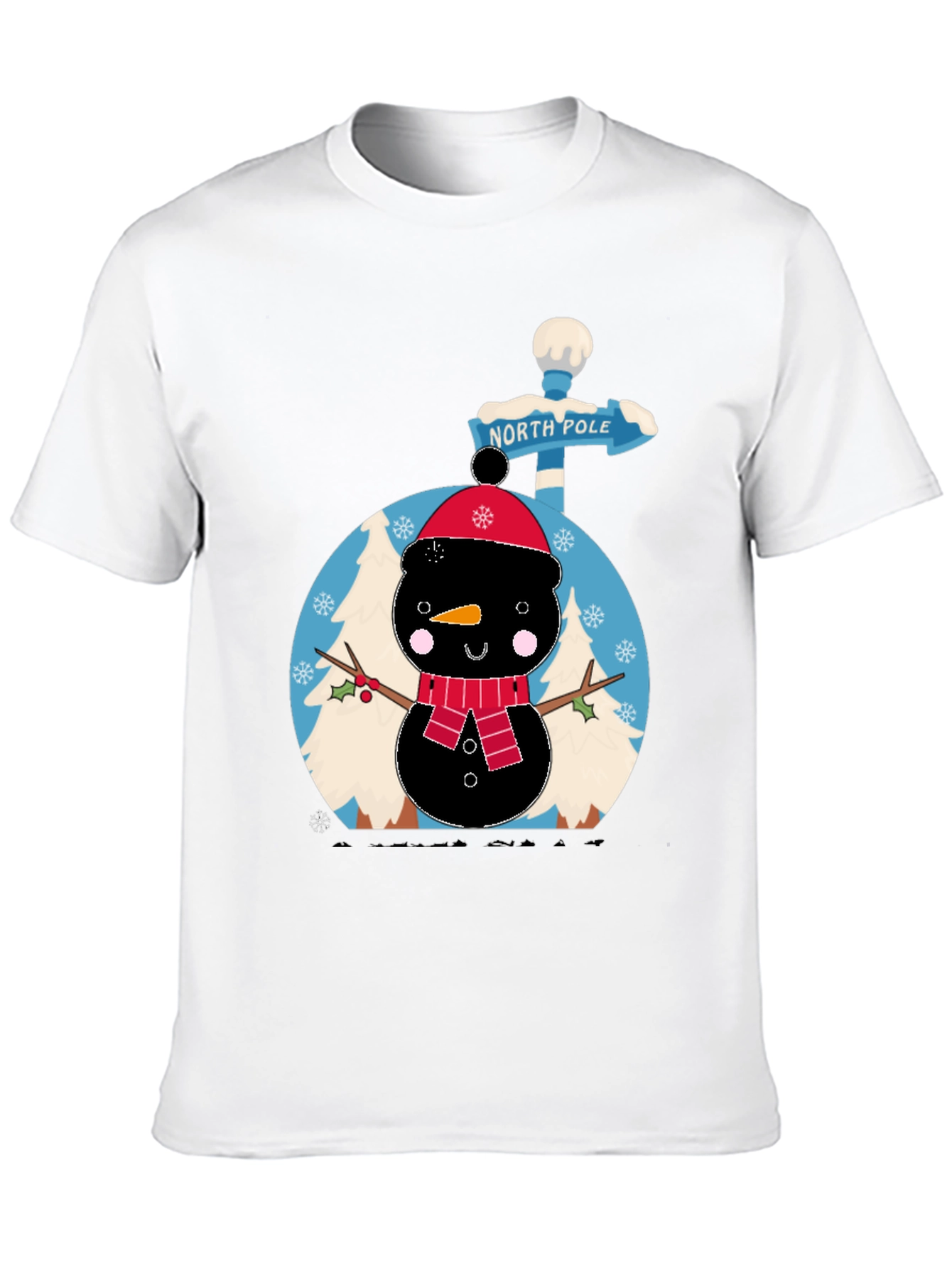 North Pole Snowman Black T-Shirt