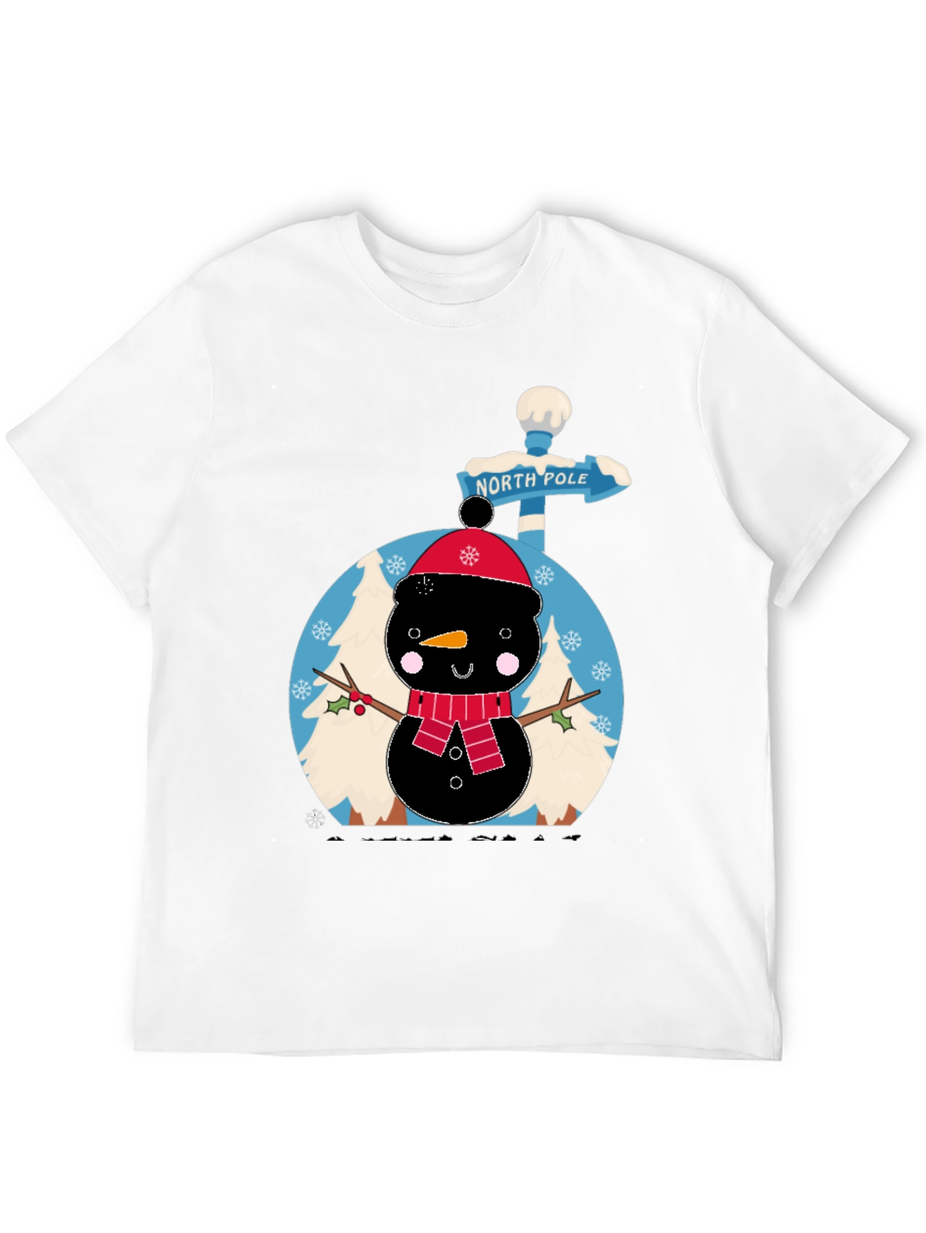 North Pole Snowman Black T-Shirt