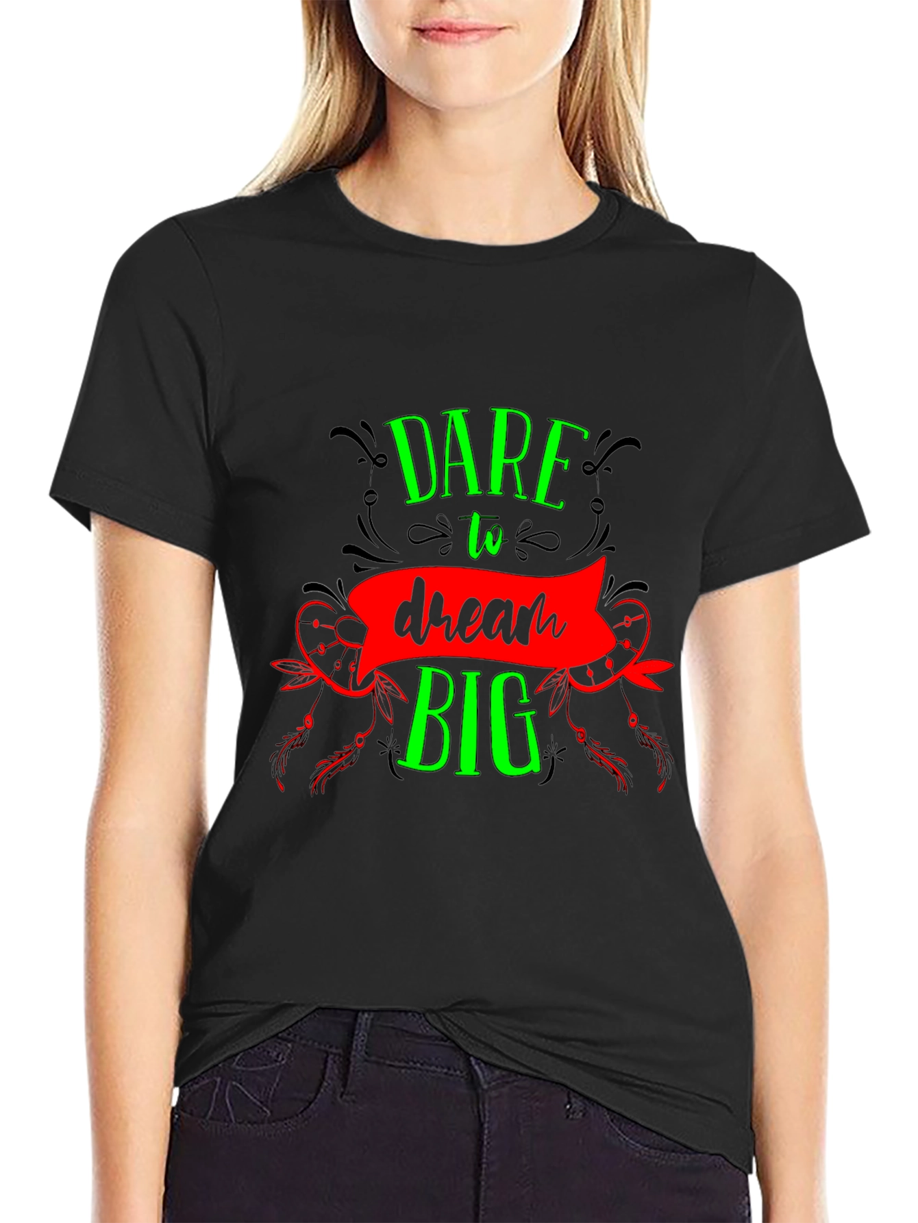 Dare to Dream Big Graphic Tee - Black
