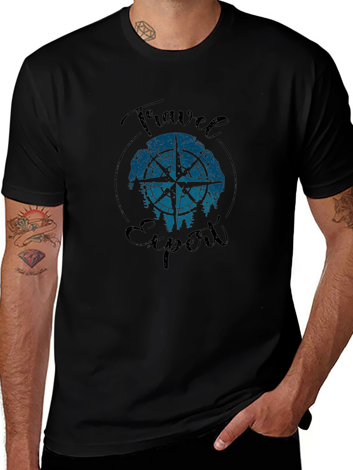 Travel Expert Graphic T-Shirt - Compass Design