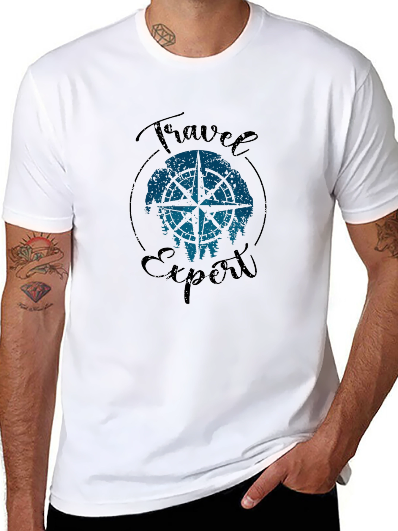 Travel Expert Graphic T-Shirt - Compass Design