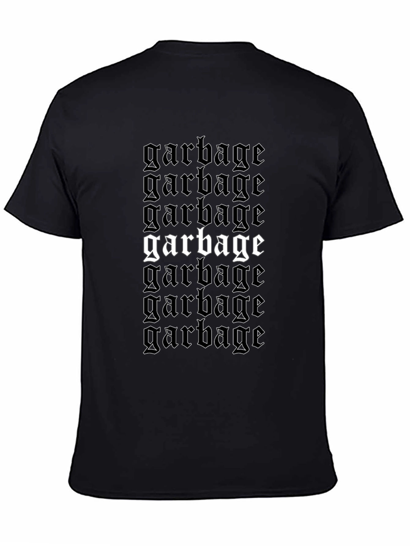 Garbage Text Graphic Print Black T-Shirt
