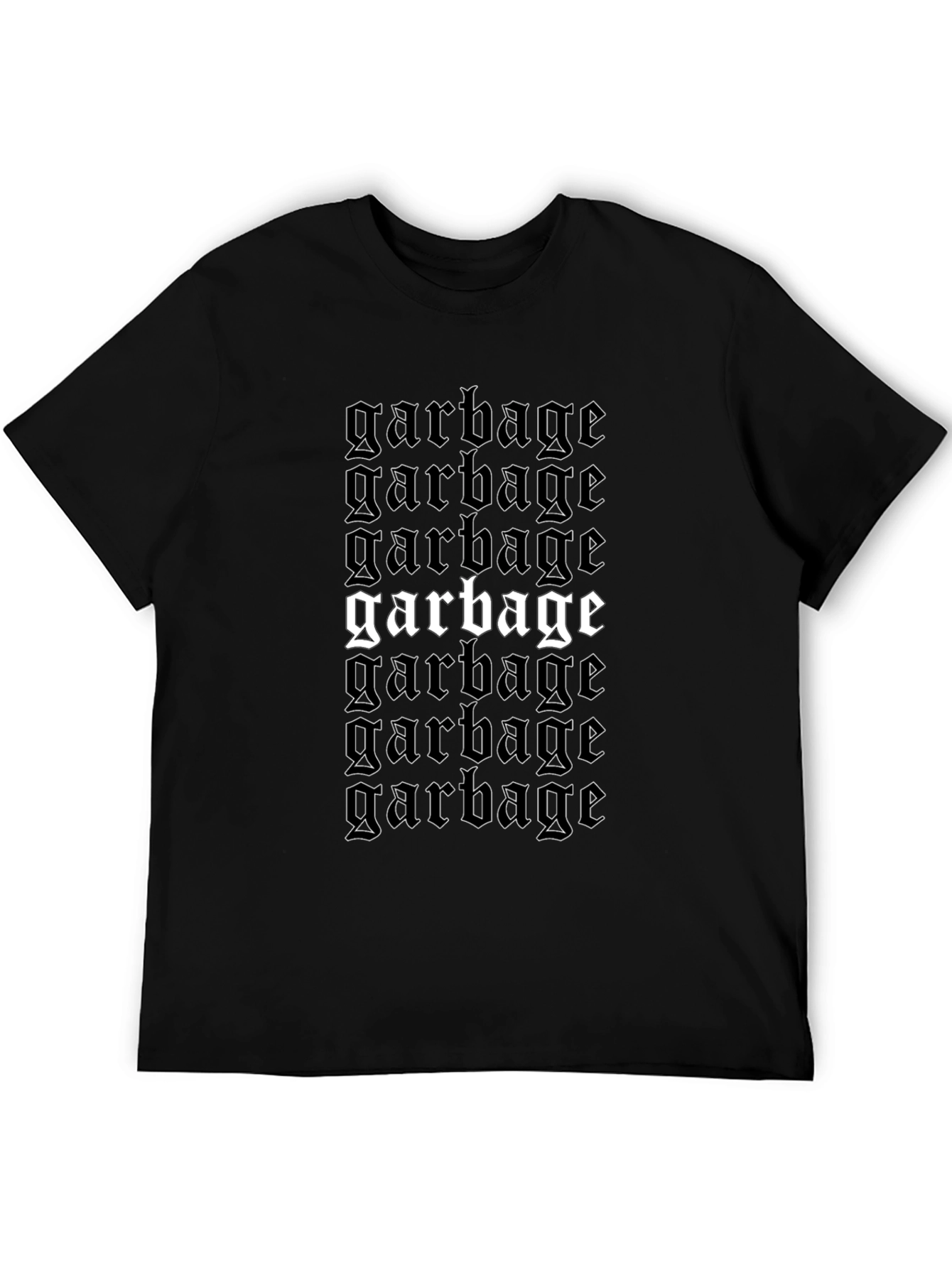 Garbage Text Graphic Print Black T-Shirt