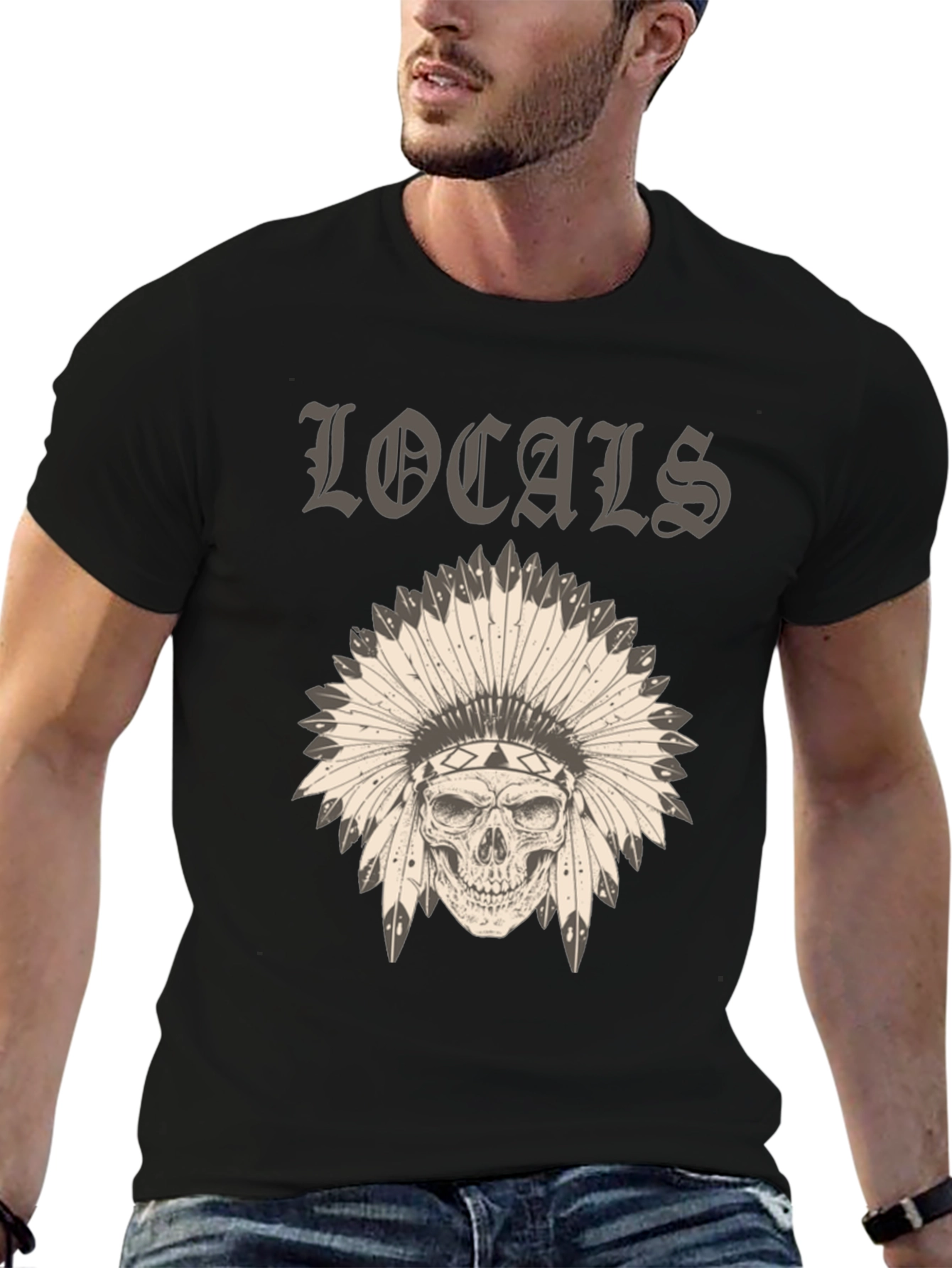 Locals Headdress Skull Graphic Tee - Unique Design