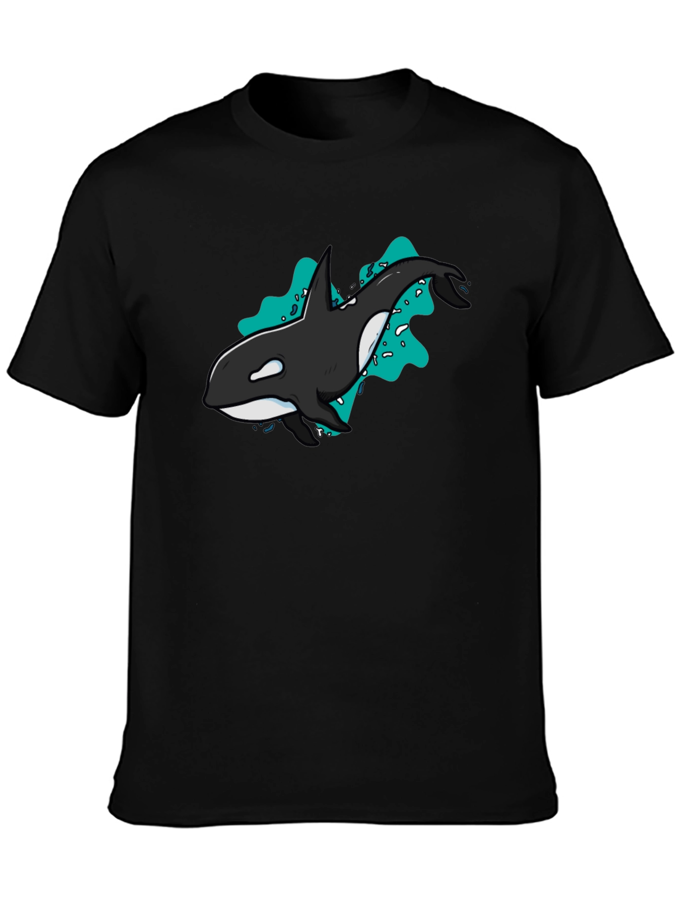 Orca Whale Graphic T-Shirt - Black Cotton Tee
