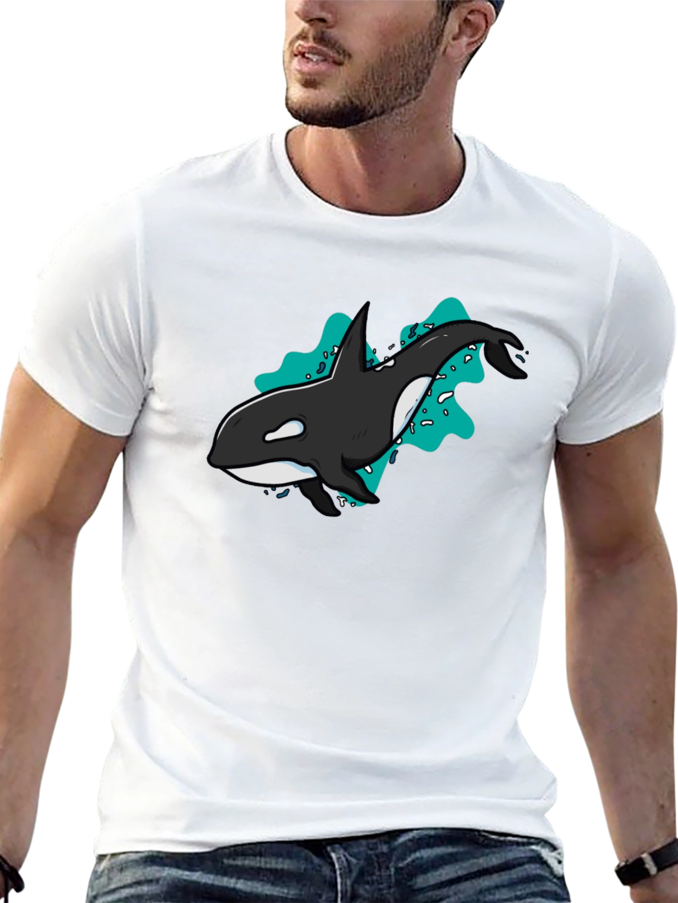 Orca Whale Graphic T-Shirt - Black Cotton Tee
