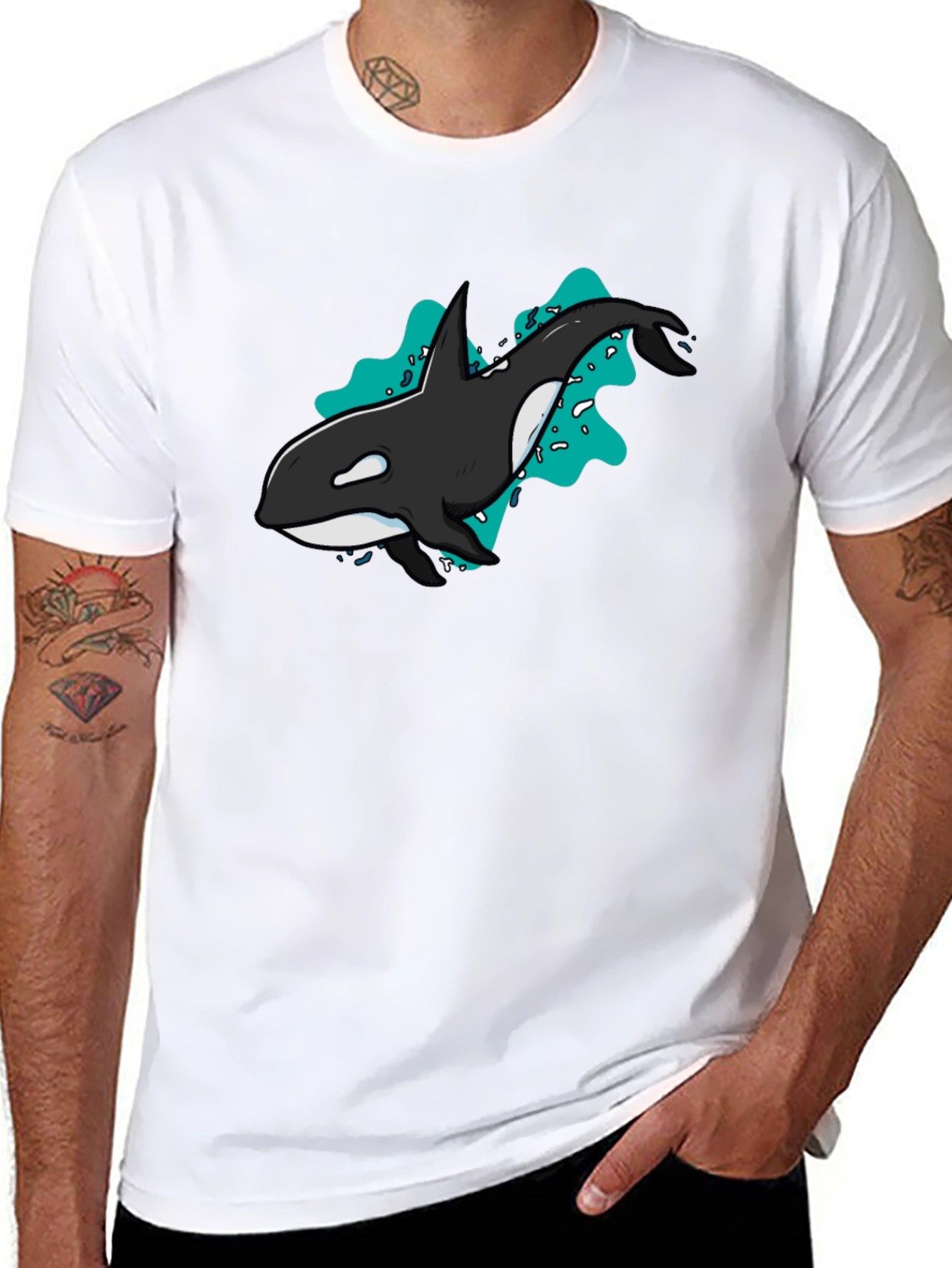 Orca Whale Graphic T-Shirt - Black Cotton Tee