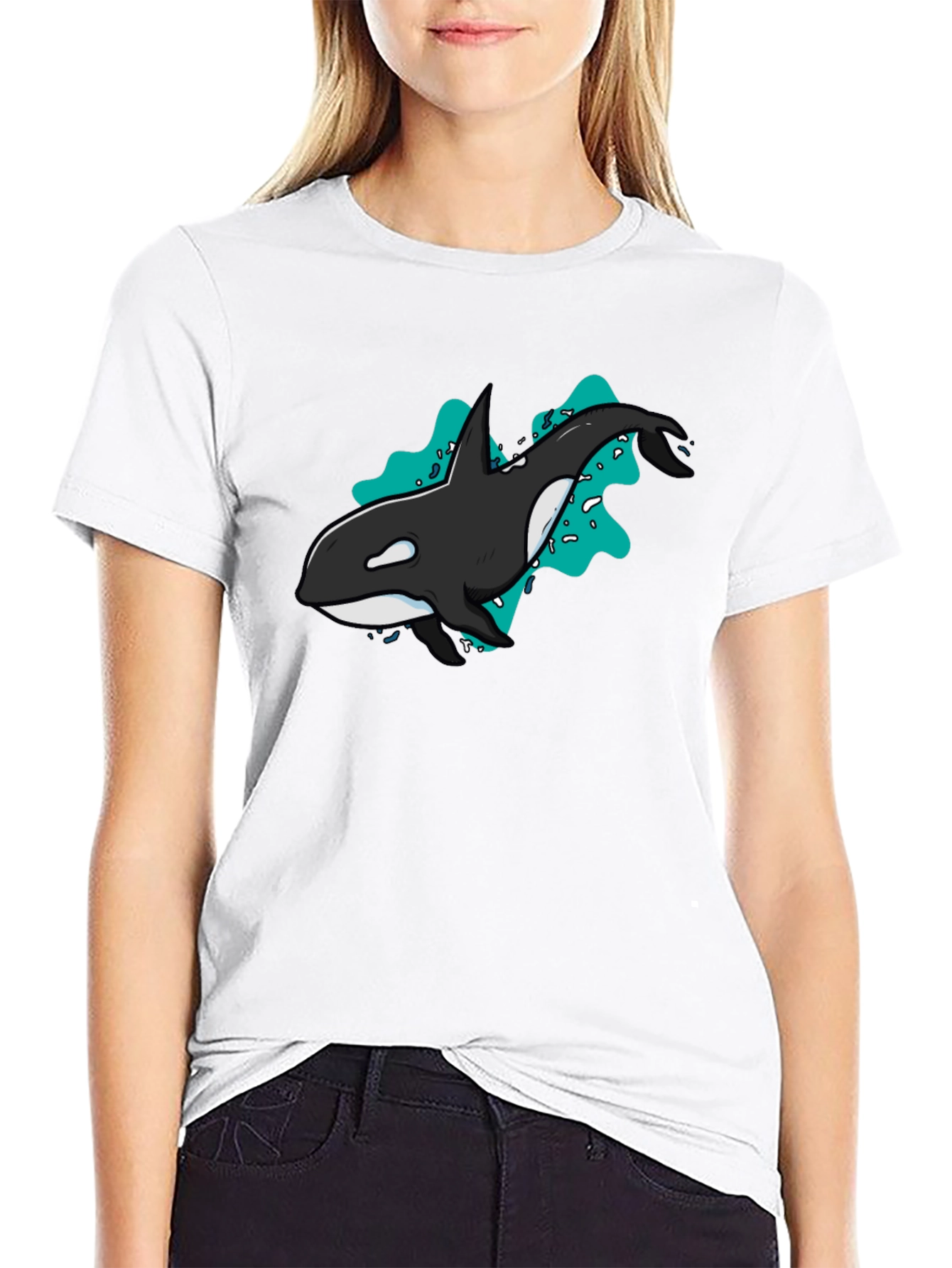 Orca Whale Graphic T-Shirt - Black Cotton Tee