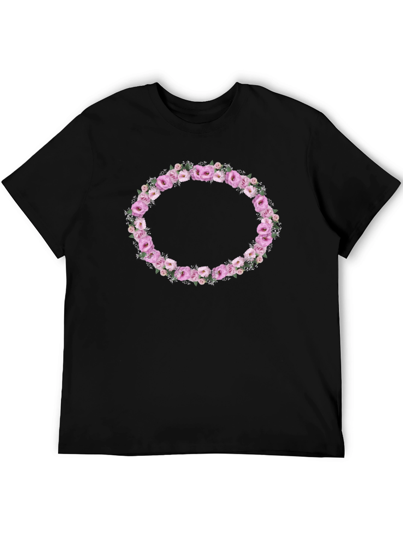 Floral Wreath Graphic Tee - Black