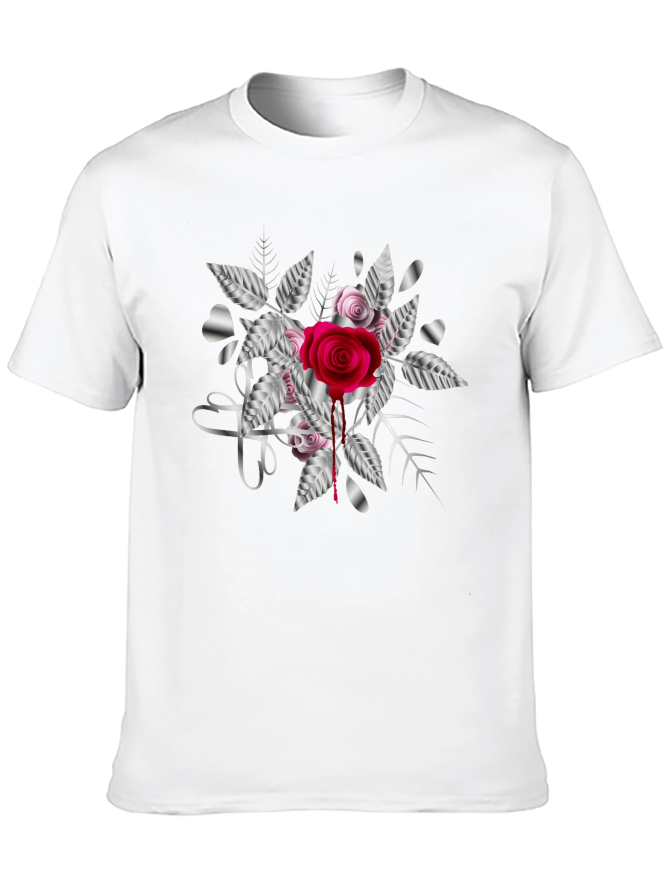 Rose & Silver Heart Graphic T-Shirt