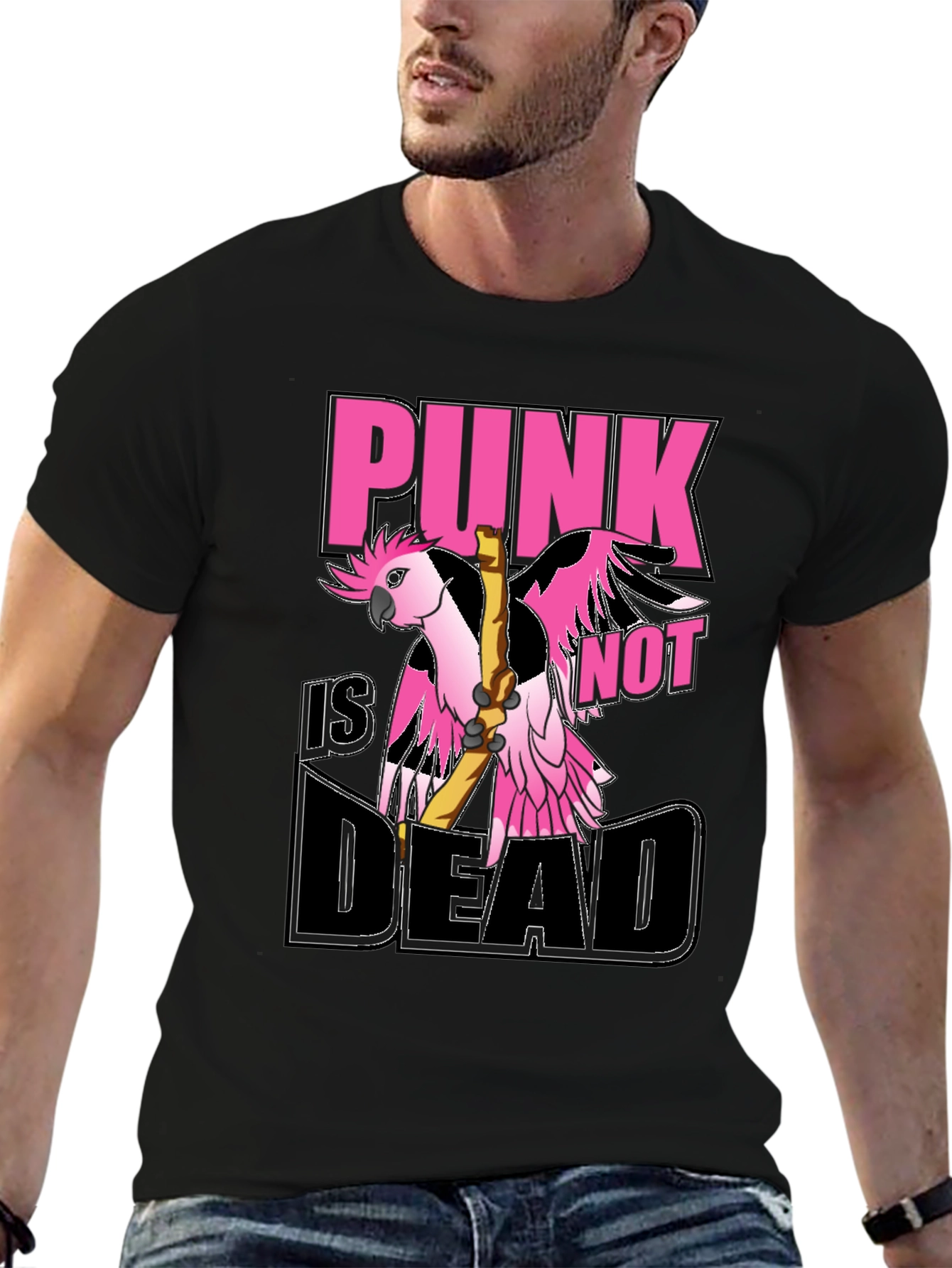 Punk is Not Dead Parrot Graphic T-Shirt