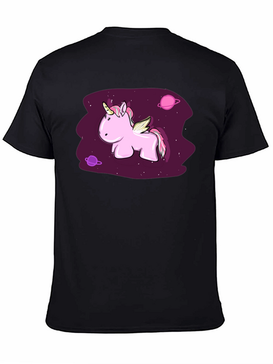 Unicorn Space T-Shirt - Black Cotton Graphic Tee