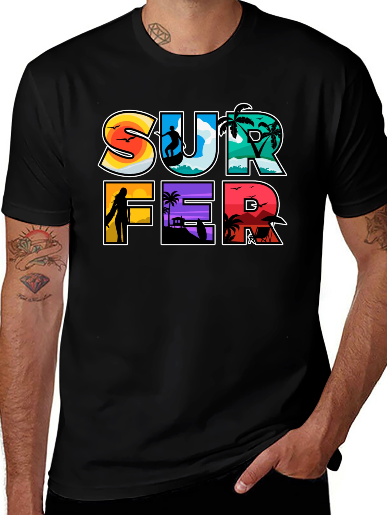 Surfer Graphic Tee - Beach Vibes T-Shirt
