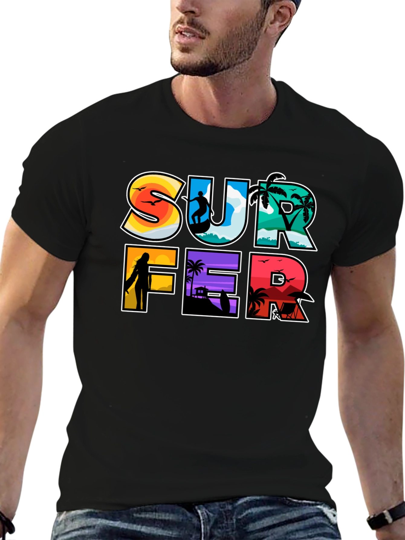 Surfer Graphic Tee - Beach Vibes T-Shirt