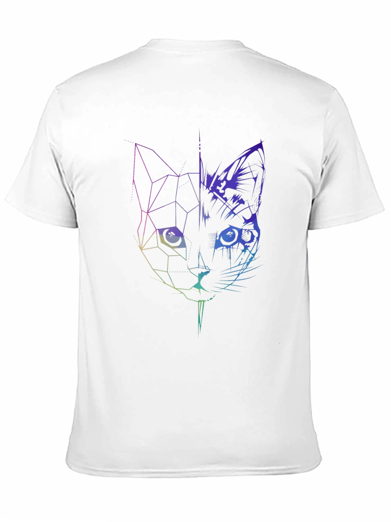 Geometric Cat Graphic Tee - Modern Abstract Design