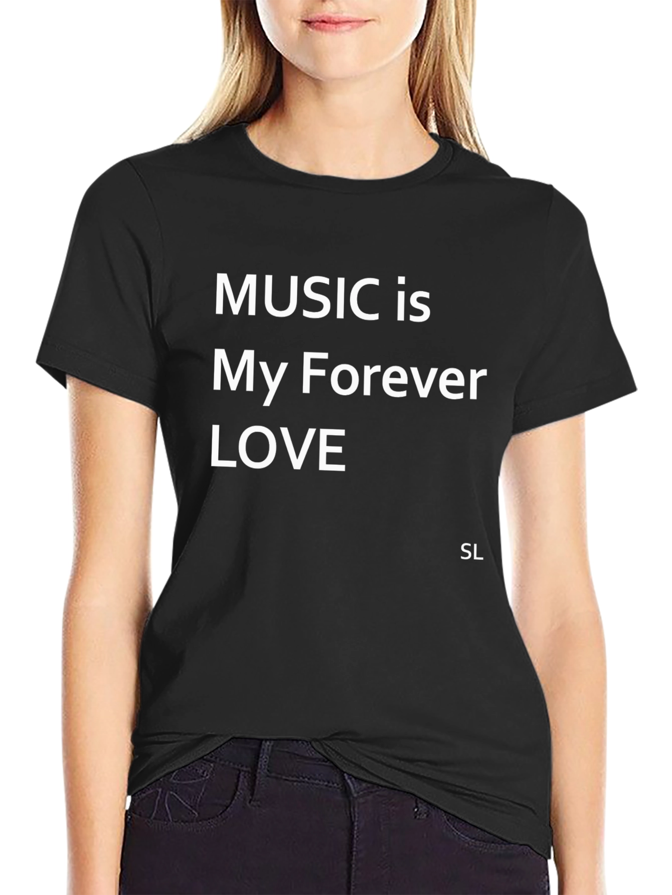 Music is My Forever Love T-Shirt - Black