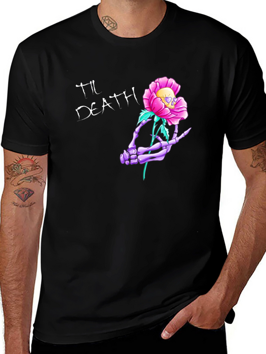 Til Death Skeleton Hand Rose Graphic Tee