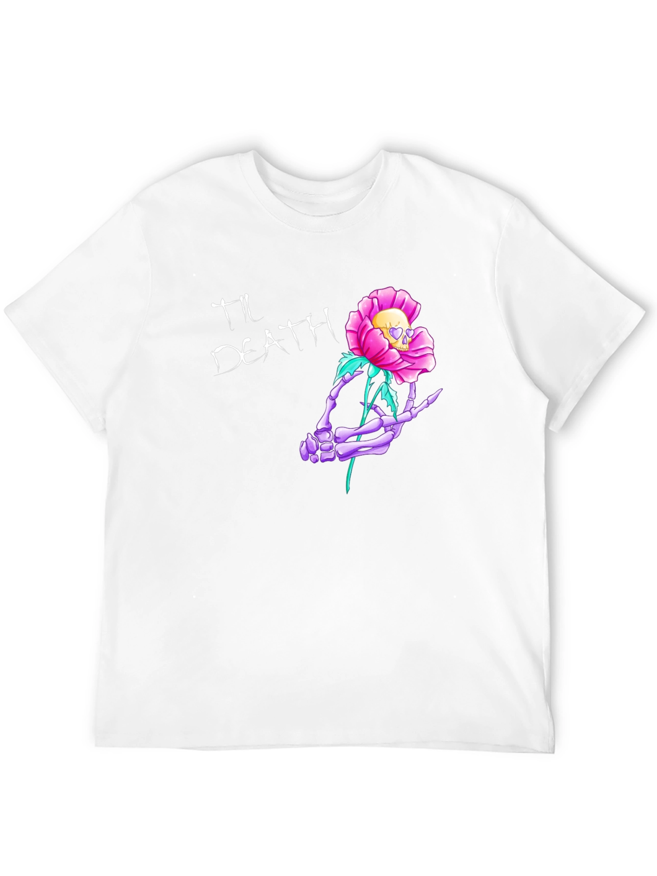 Til Death Skeleton Hand Rose Graphic Tee