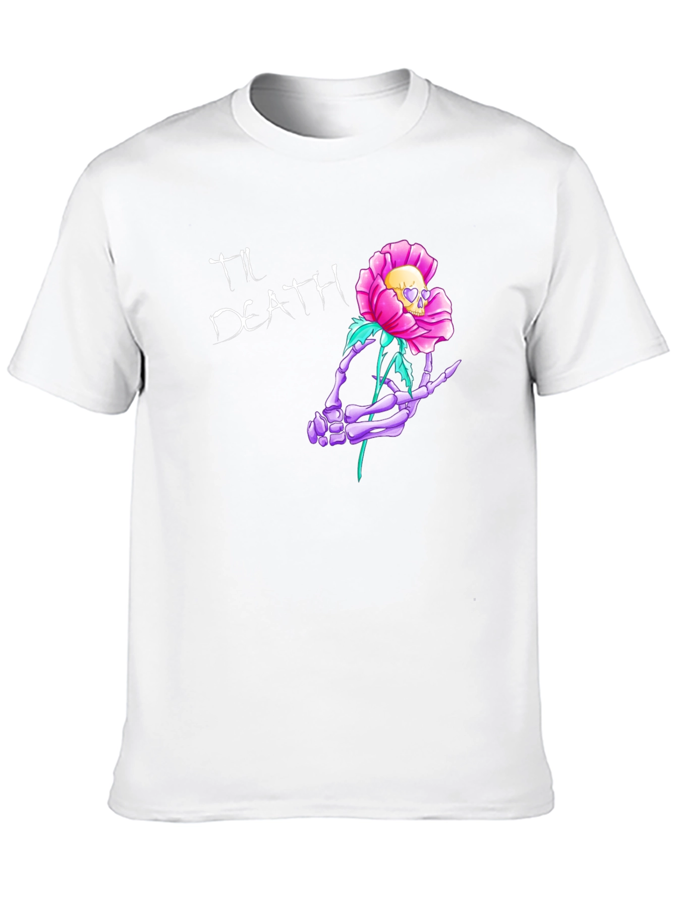 Til Death Skeleton Hand Rose Graphic Tee