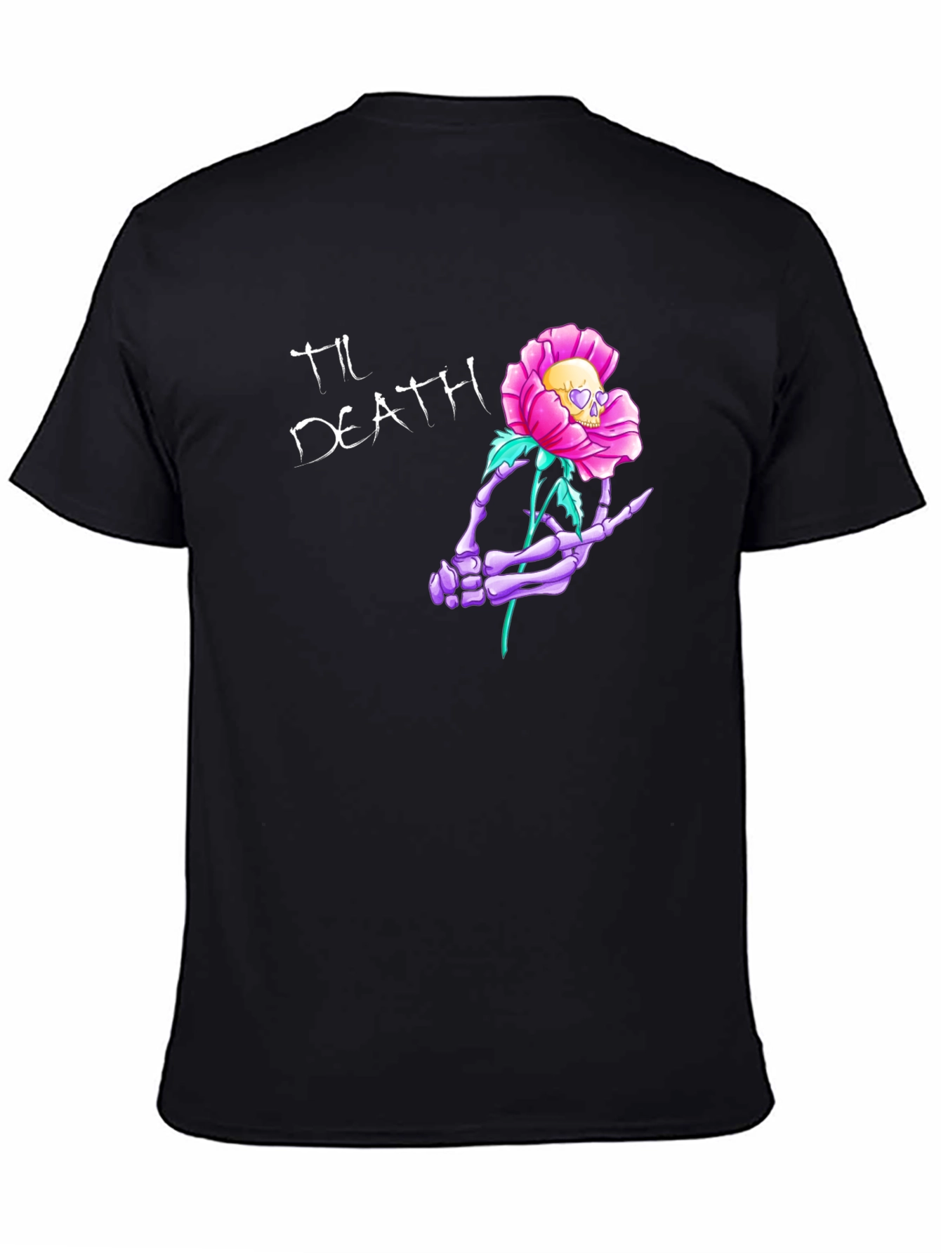 Til Death Skeleton Hand Rose Graphic Tee