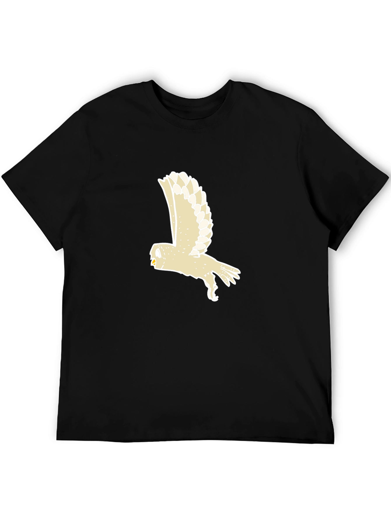 Owl Graphic Print Black Crew Neck T-Shirt