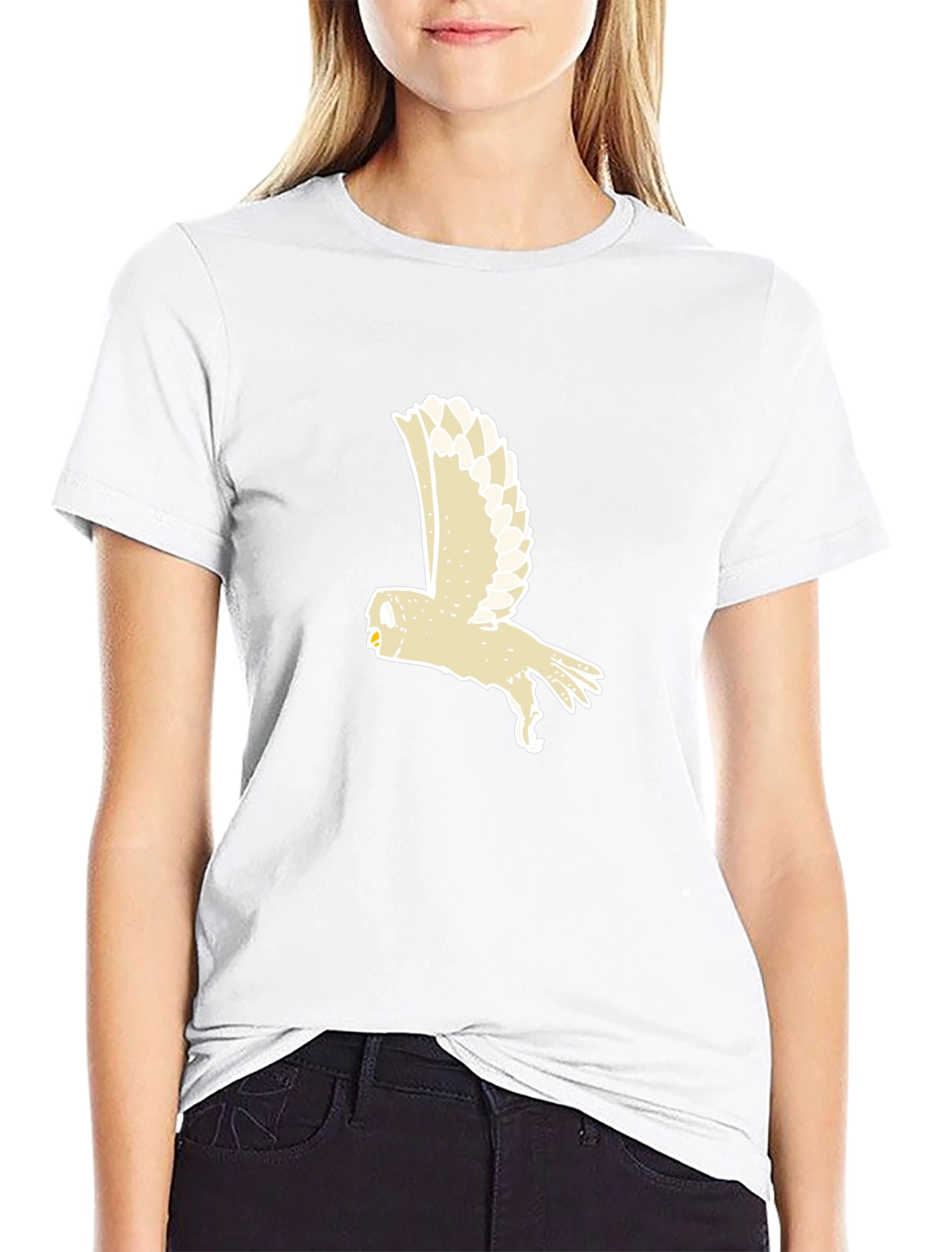 Owl Graphic Print Black Crew Neck T-Shirt