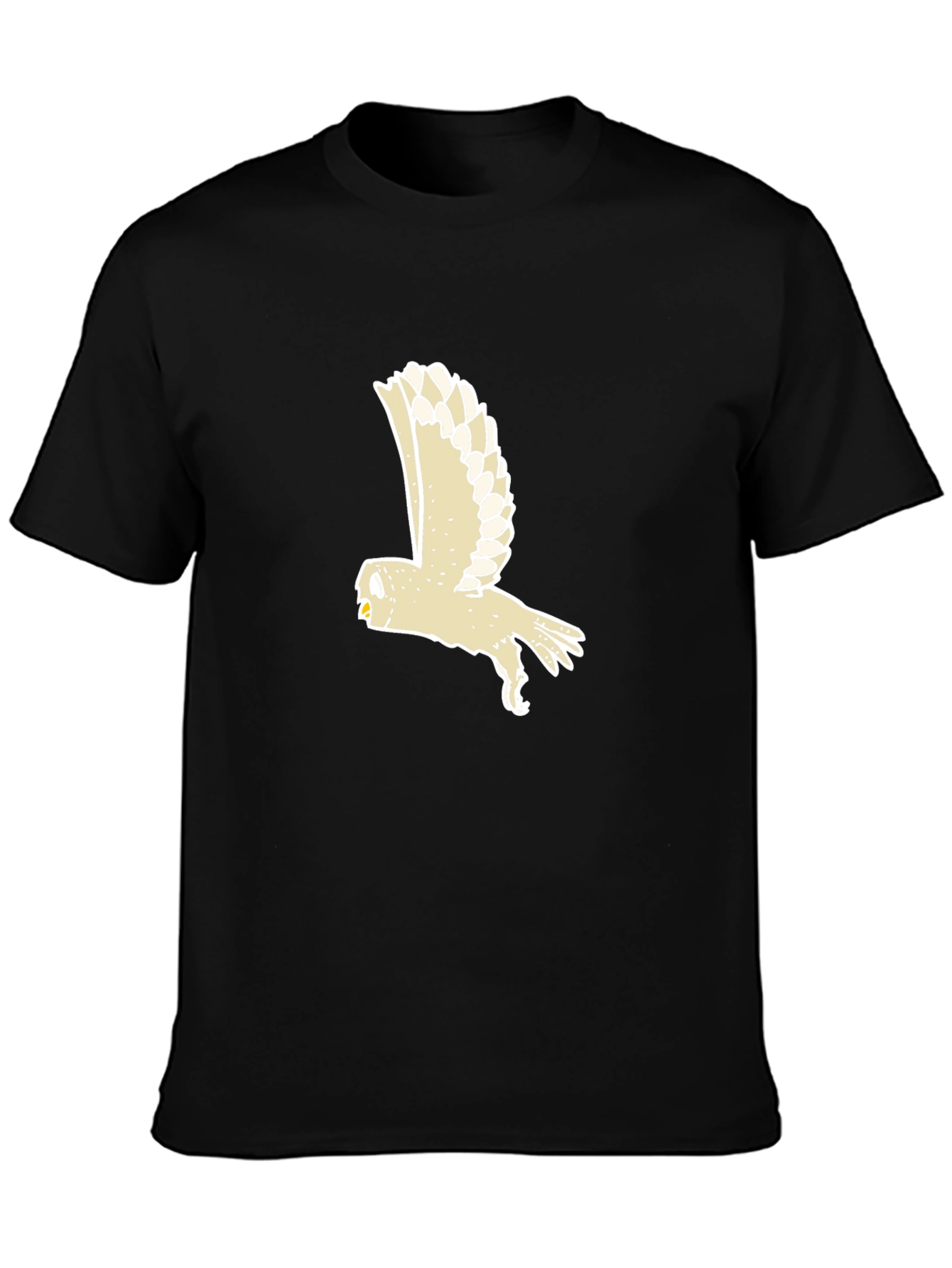 Owl Graphic Print Black Crew Neck T-Shirt