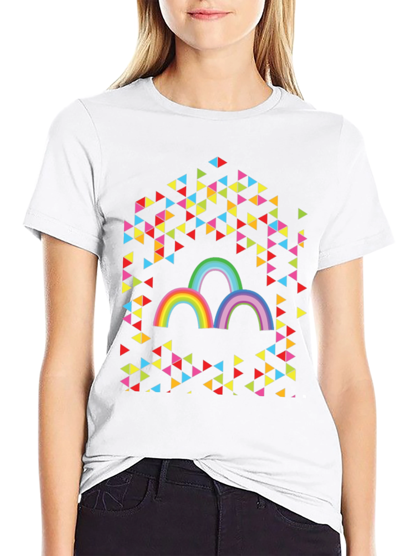 Rainbow Triangles Graphic Tee - Unisex Cotton T-Shirt